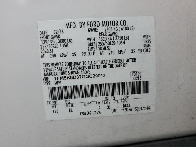 2016 FORD EXPLORER XLT